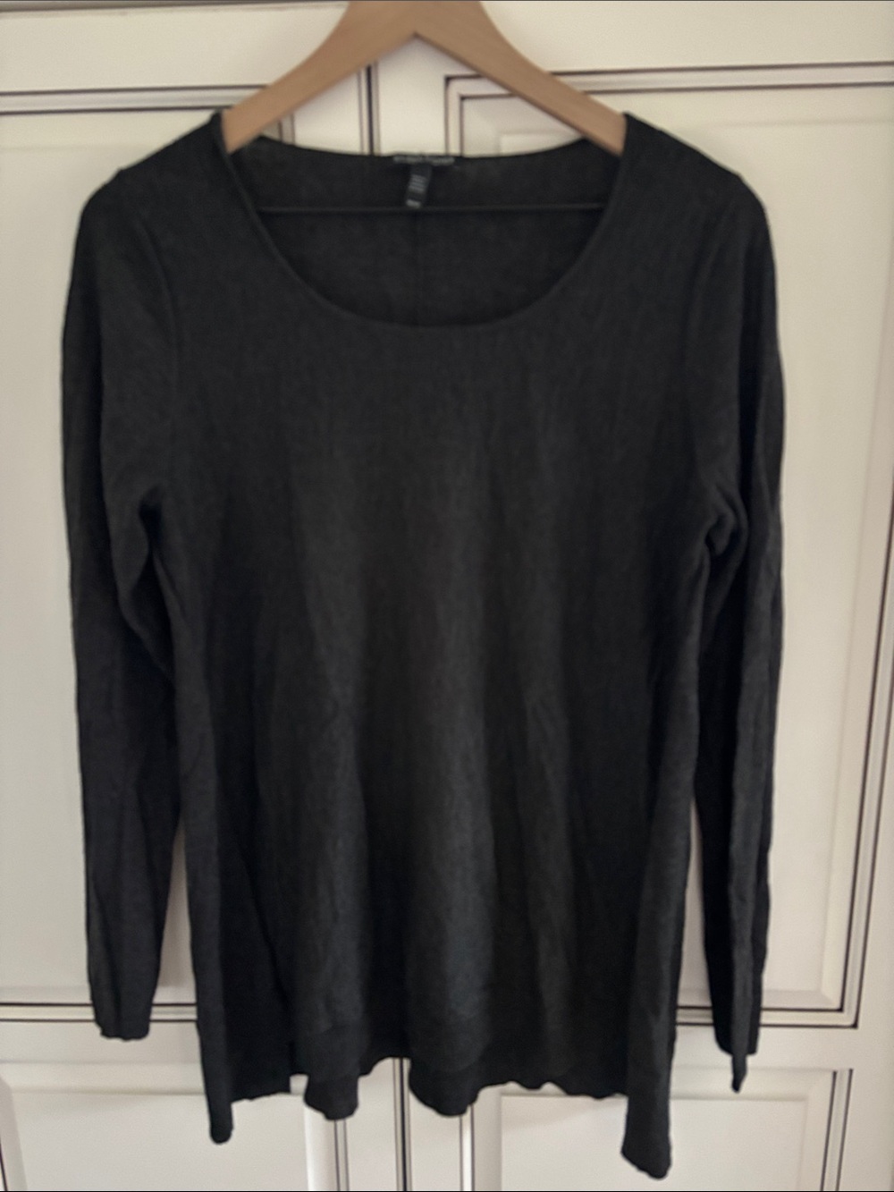 Eileen Fisher Merino Wool Alpaca Sweater Knit Top Minimalist Gray Women Medium